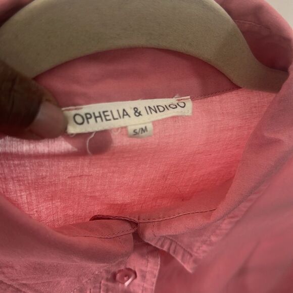 Ophelia & Indigo Midi Pink Button-Up Shirt Dress S/M - Picture 7 of 7